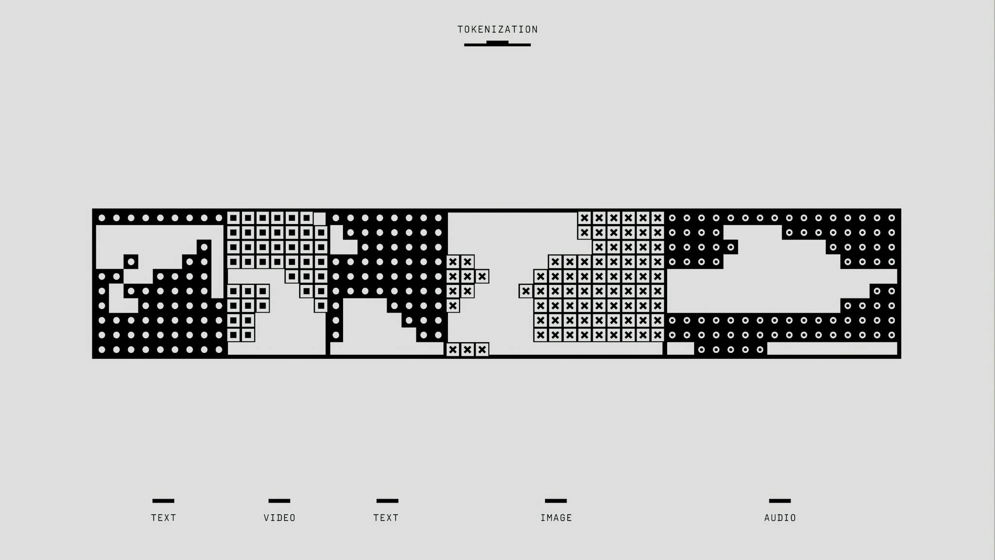 Black and white abstract design illustrating the concept of tokenization.