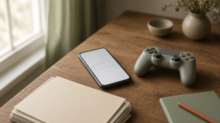 A phone with a blank panel and a game controller